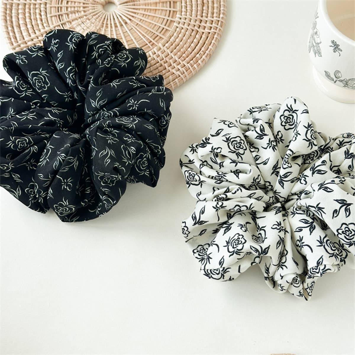 Ink Print Wide Hair Scrunchie High Elastic_Cwaha07607