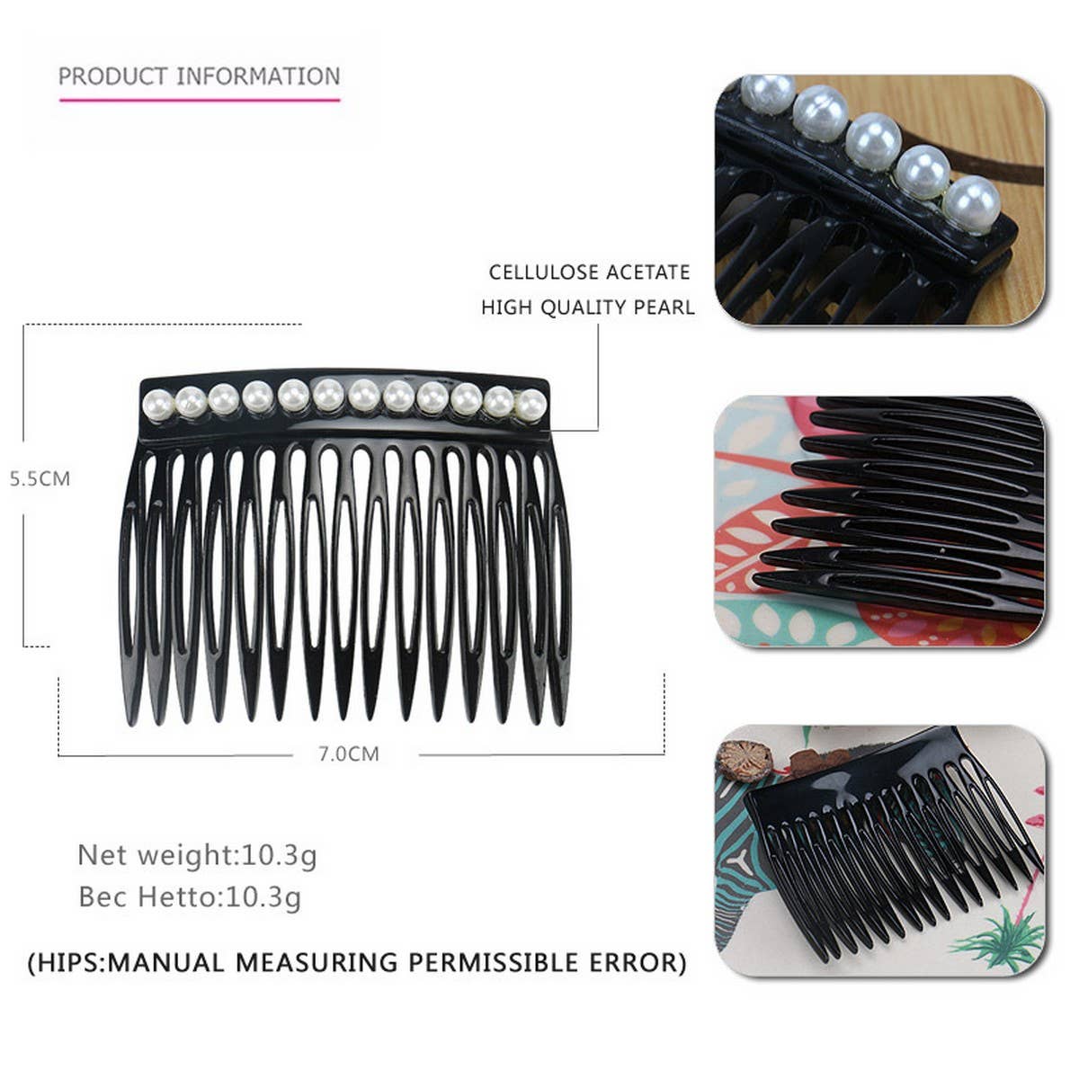 ACETATE HAIR COMB HOLLOW SHARP TEETH INSERT COMB_CWAHA4208