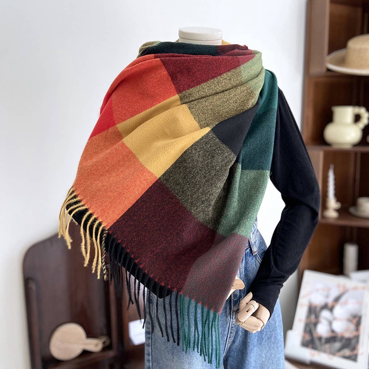 Warm Plaid Scarf Shawl For Women--Soft Winter Wrap_Cwasc1464