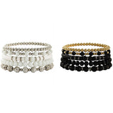 SIMPLE SET OF BLACK AND WHITE MULTI PIECE BRACELETS_CWMM3544