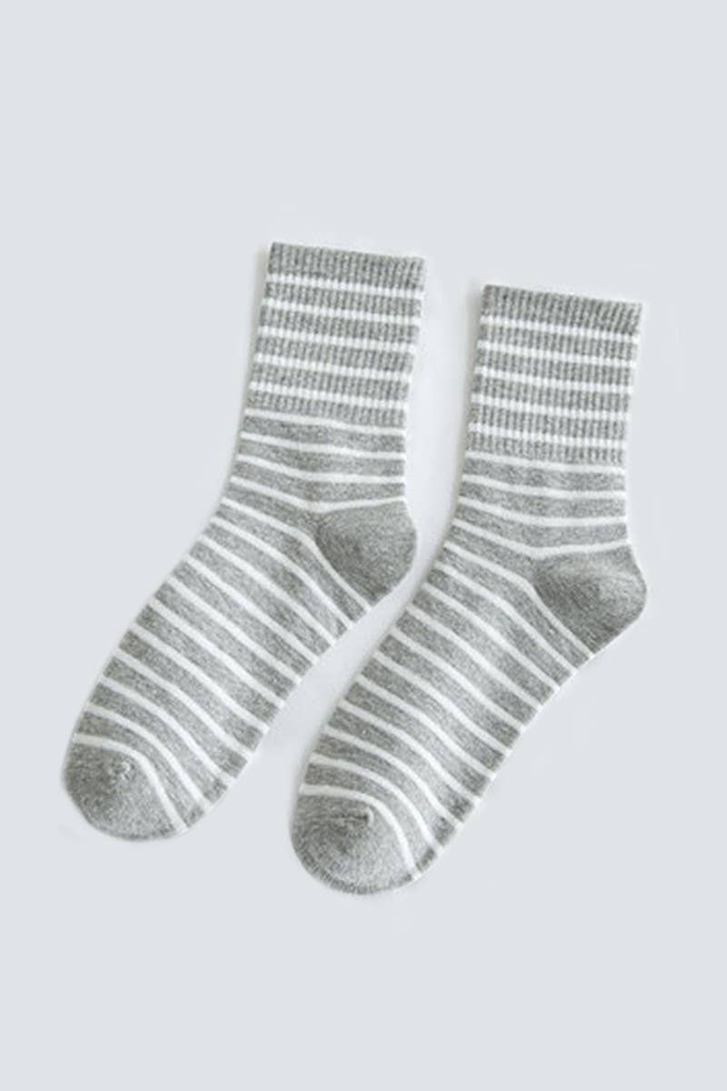STRIPE PATTERN COZY COTTON ANKLE CREW SOCKS_CWMS022