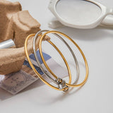 CLASSIC 18K GOLD SILVER ZIRCON BANGLE SIZE 60_CWAJE4820