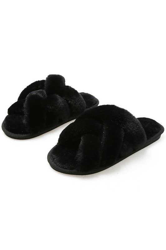 CROSS STRAP HOUSE SHOES COZY COMFY INDOOR SLIPPERS_CWSHS201