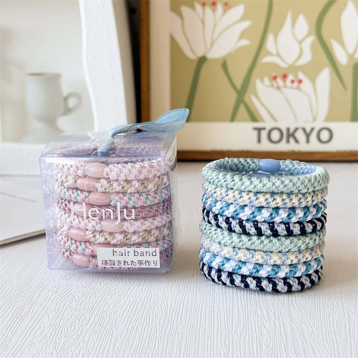 BOXED SMALL FRESH MIXED COLOR HAIR TIE 8 PIECE SET_CWAHA2438