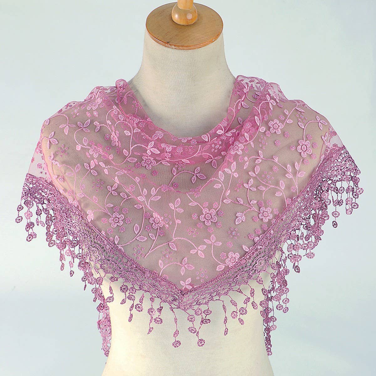 SPRING AND AUTUMN FLORAL HOLLOW LACE TRIANGLE VEIL_CWMM1984