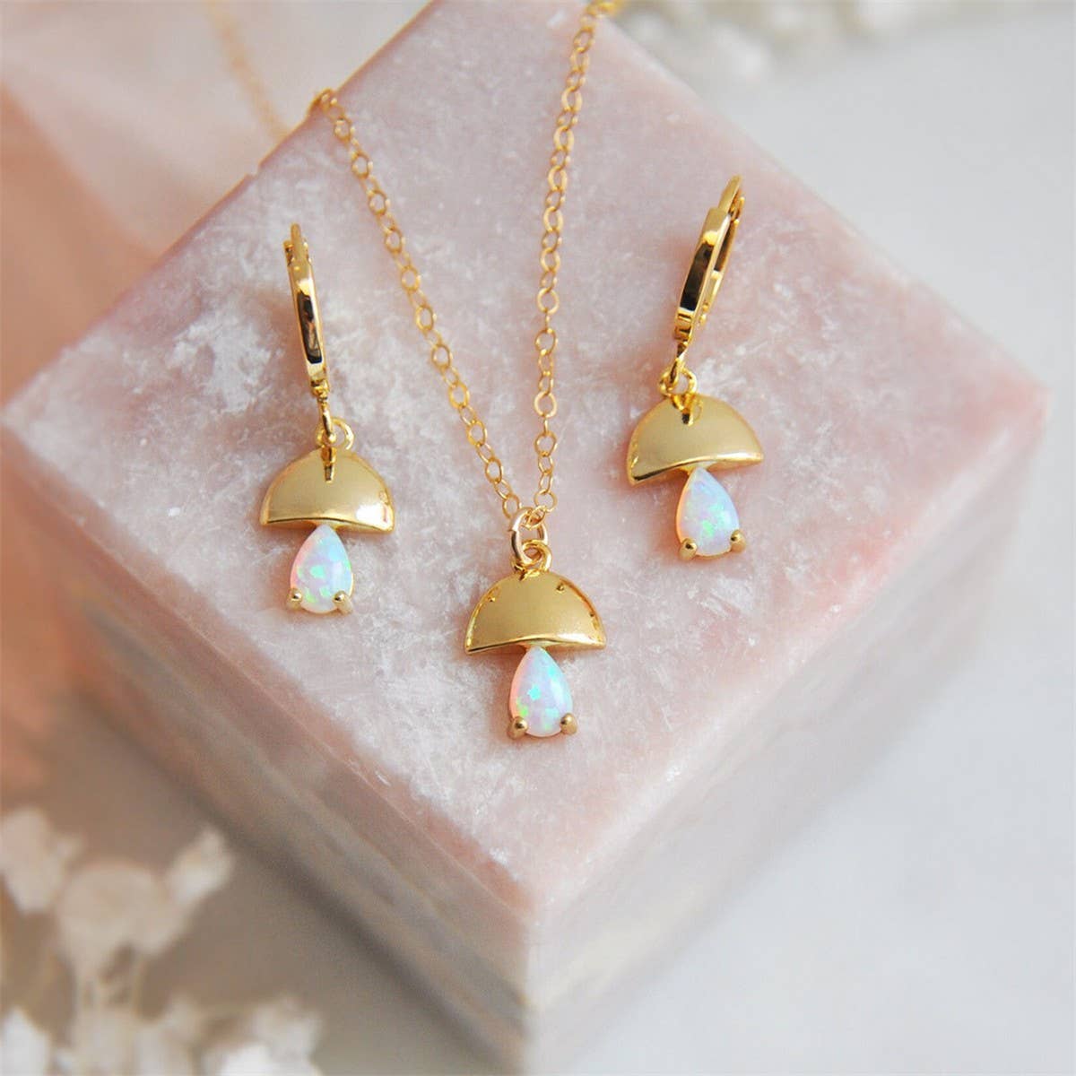 LOCK CHARM OPAL DROP EARRINGS COLORFAST JEWELRY_CWAJE5109