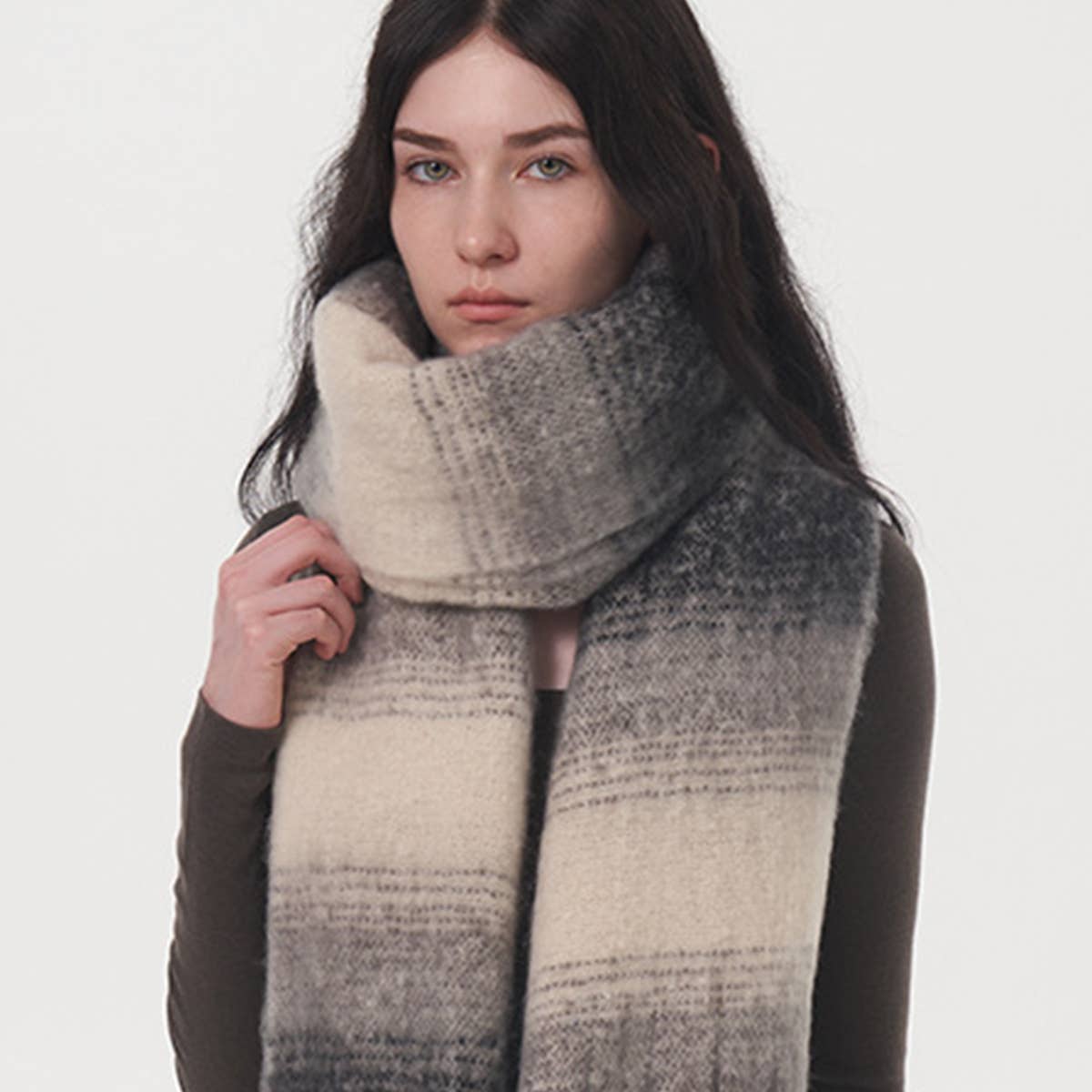 Plaid Stripe Scarf Wide Faux Cashmere Wrap_Cwasc0333