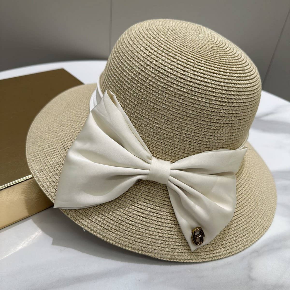 SUMMER ALL MATCH BOW STRAW HAT FOR WOMEN_CWAH3594