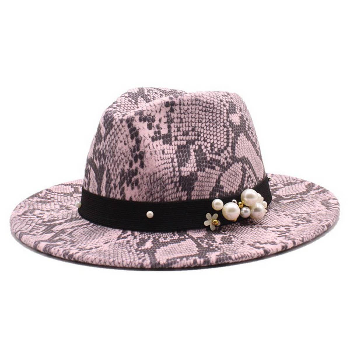 Tweed Hat Snake Pattern Hat Jazz Hat Felt Hat_Cwah2597