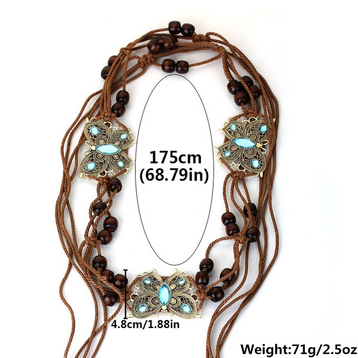 BOHO BUTTERFLY BRAIDED WAIST CHAIN FOR DRESSES＿cWAHA5672