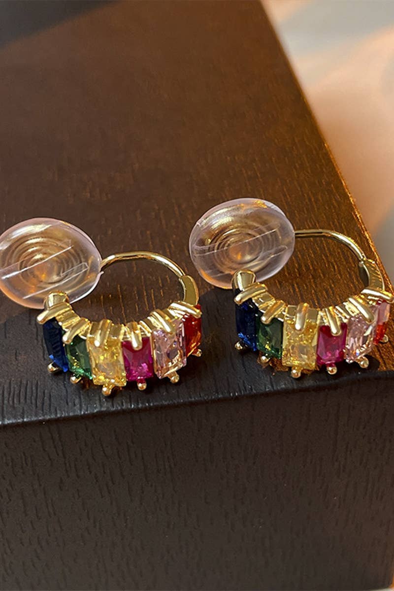 COLORED GEM HOOP EARRINGS_CWAJE0324
