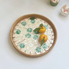 RATTAN COLORFUL SHELL FRUIT TRAY THREE PIECE SET_CWMM4428