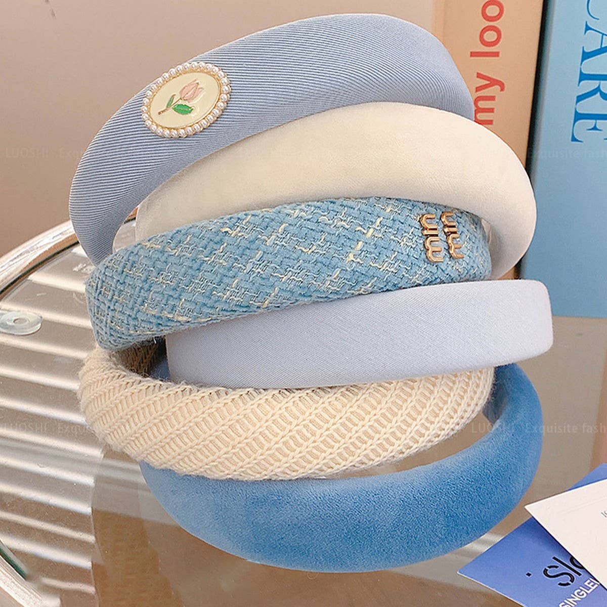 FASHION WIDE BRIM BLUE HEADBAND HAIRPIN HEADDRESS_CWAHA4026