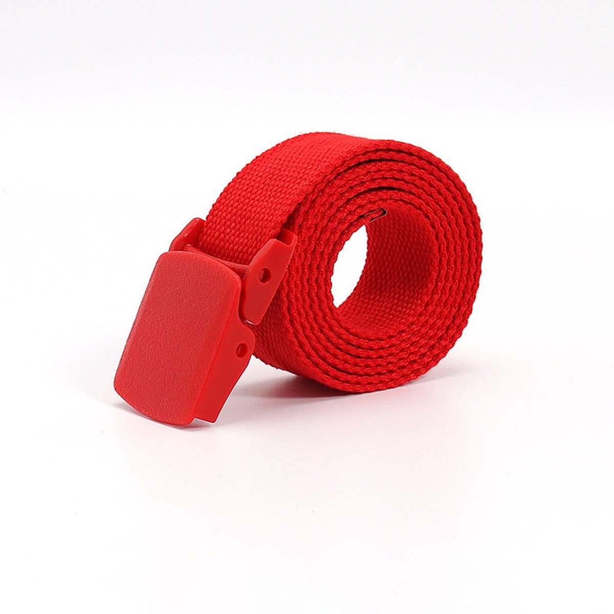 SOLID COLOR WOVEN CANVAS BELT WITH PLASTIC BUCKLE_CWABE0675