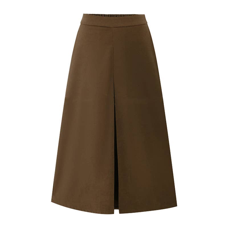 Womens Suede Maillard Solid Color Long Skirt
