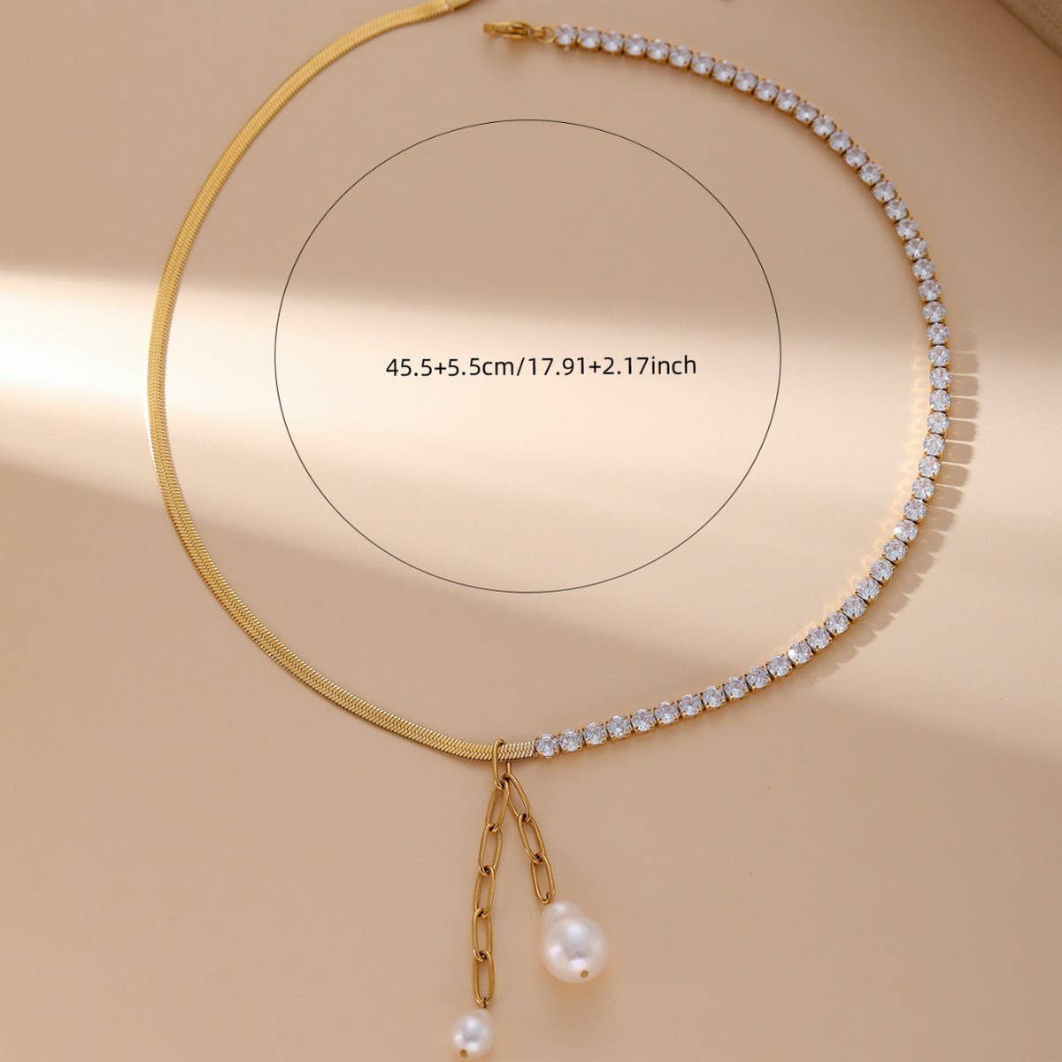 FRESHWATER PEARL MULTI LAYER LINE STITCHINGNECKLACE_CWMM3638