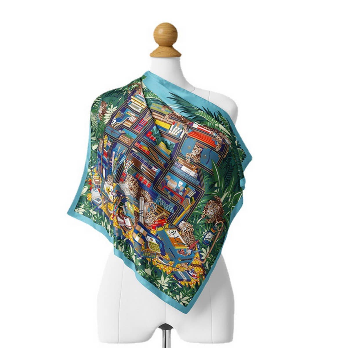 GREEN SILK SCARF VERSATILE NECK TIE HAIR ACCES_CWASC0659