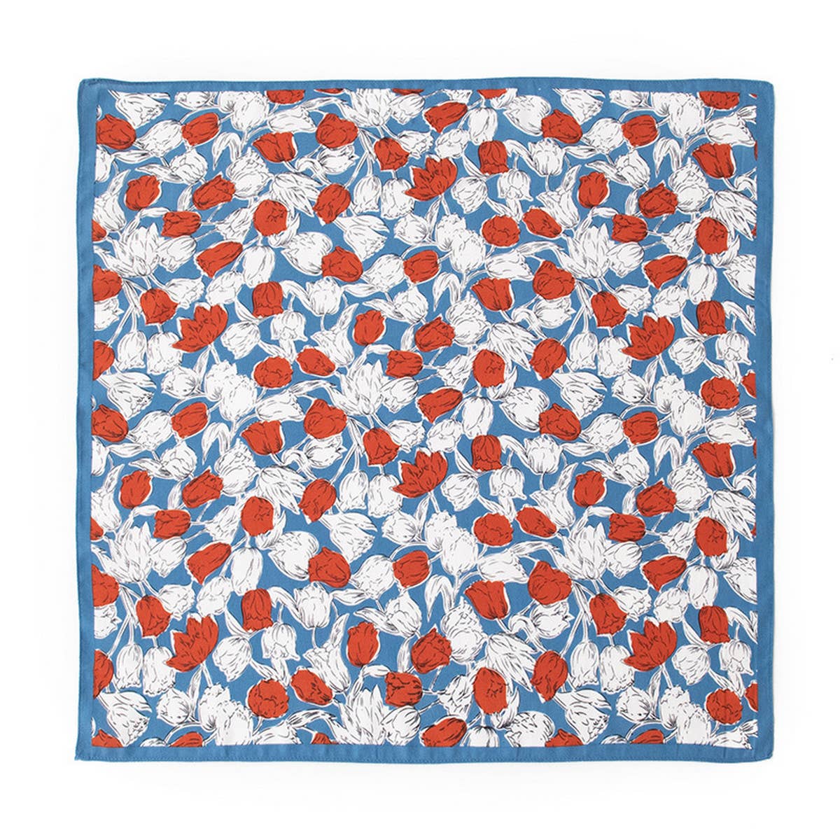 Retro Contrast Rose Print Square Scarf_Cwasc0938