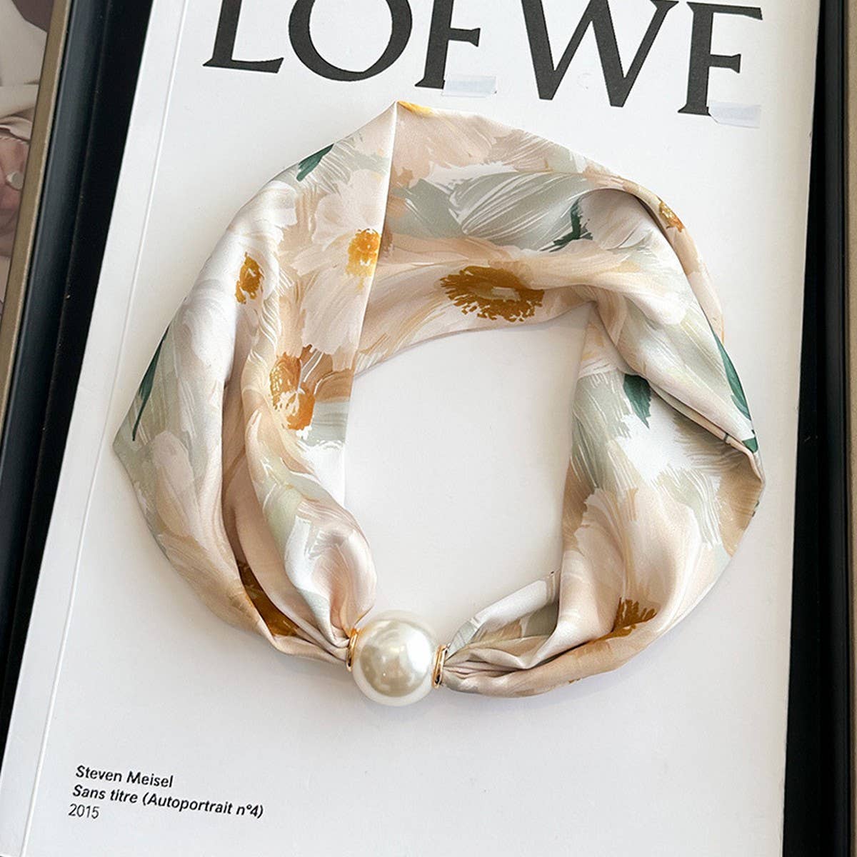 Pearl Magnetic Skinny Silk Neck Scarf_Cwasc03931