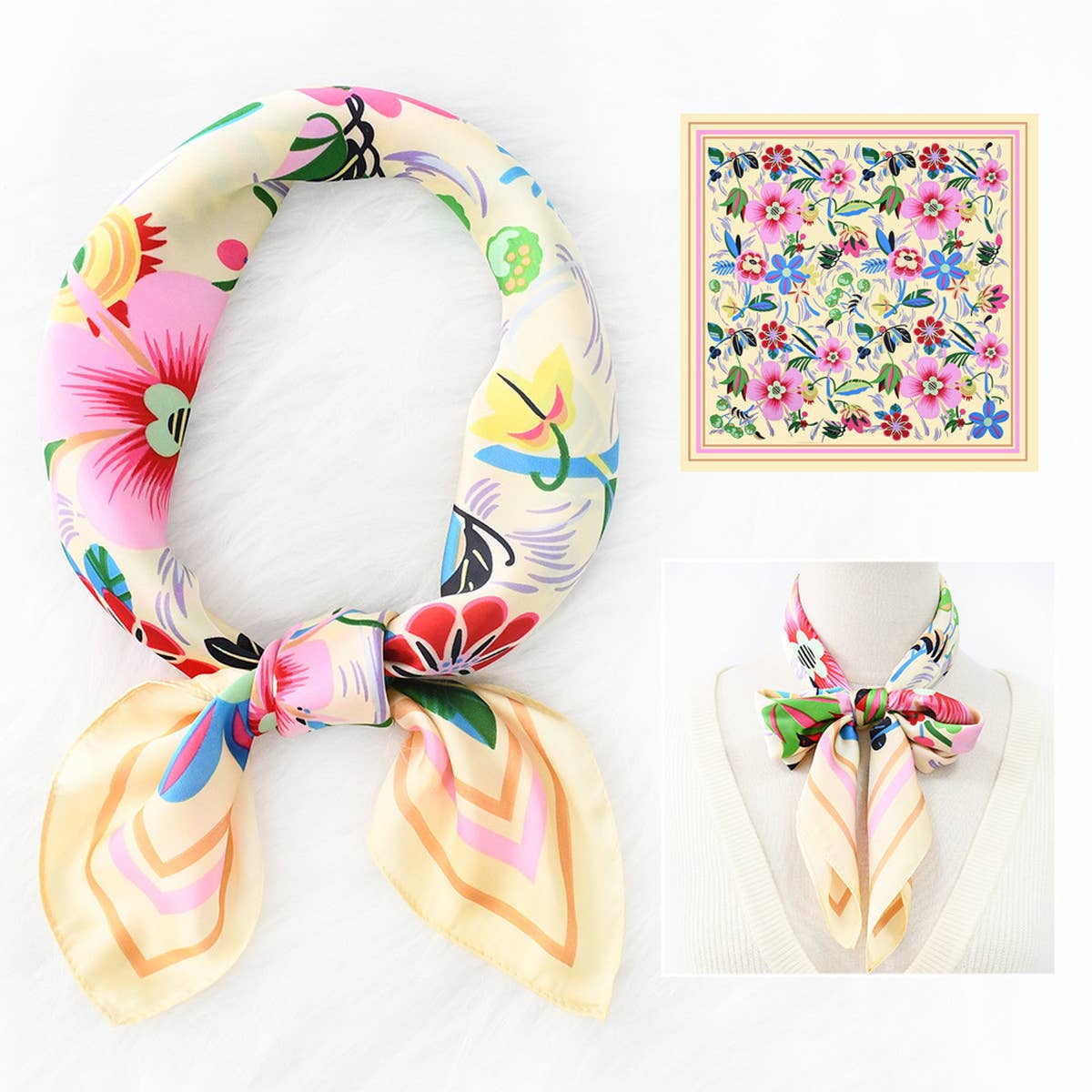 FLORAL PRINT SCARF VINTAGE NECK HEAD WRAP_CWASC1173