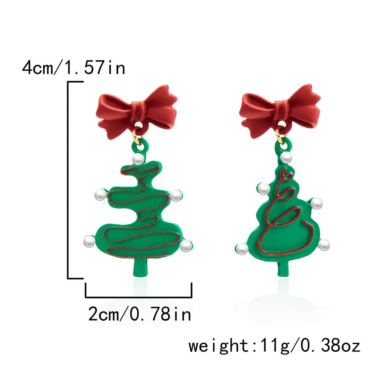 CHRISTMAS TREE SNOWFLAKE EARRINGS_CWAJE2397