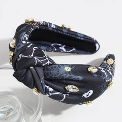 Vintage Rhinestone Skull Knotted Headband