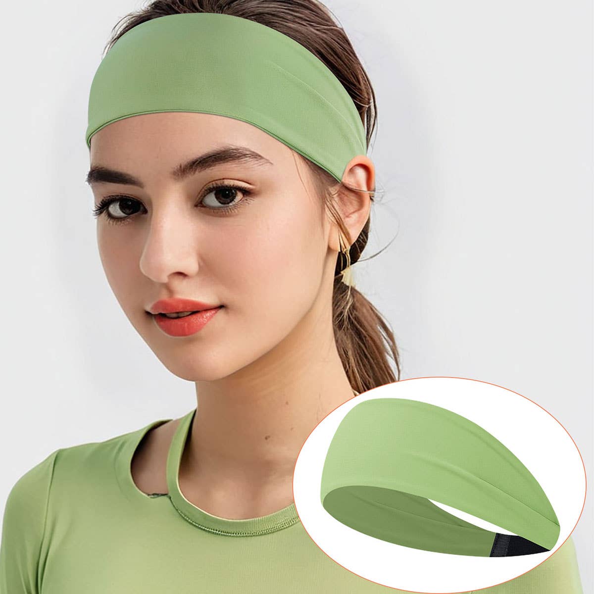 Wide Elastic Yoga Headband For Women Sweat-Wicking_Cwmm7954