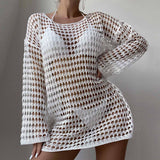 ROUND NECK LONG SLEEVE CUTOUT BIKINI COVER UP_CWMW0651