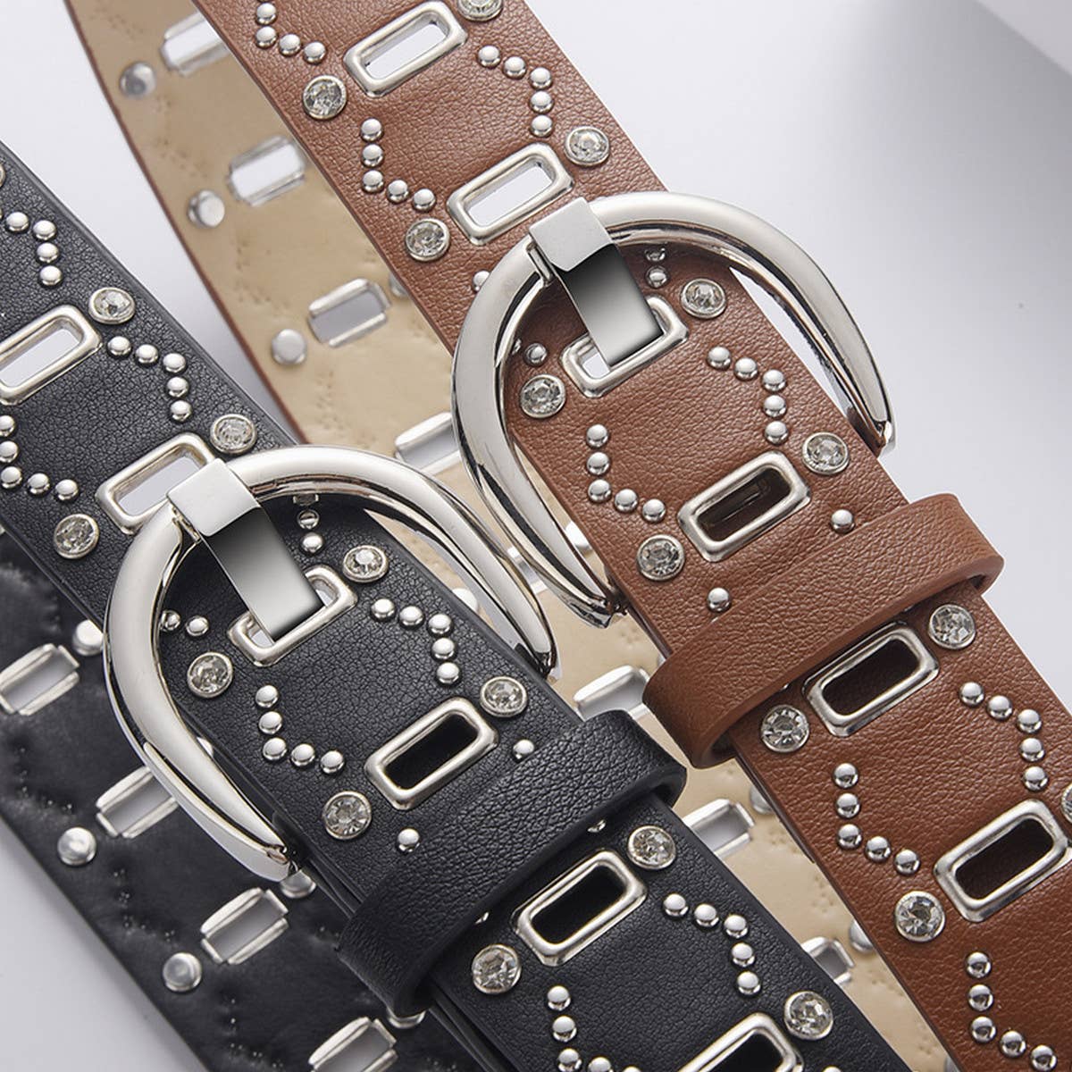 Women Popular Diamond Rivet Punk Style Belt_Cwabe0585