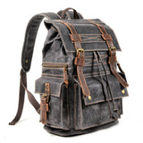 Vintage Waxed Canvas Leather Hiking Backpack_Cwab5520