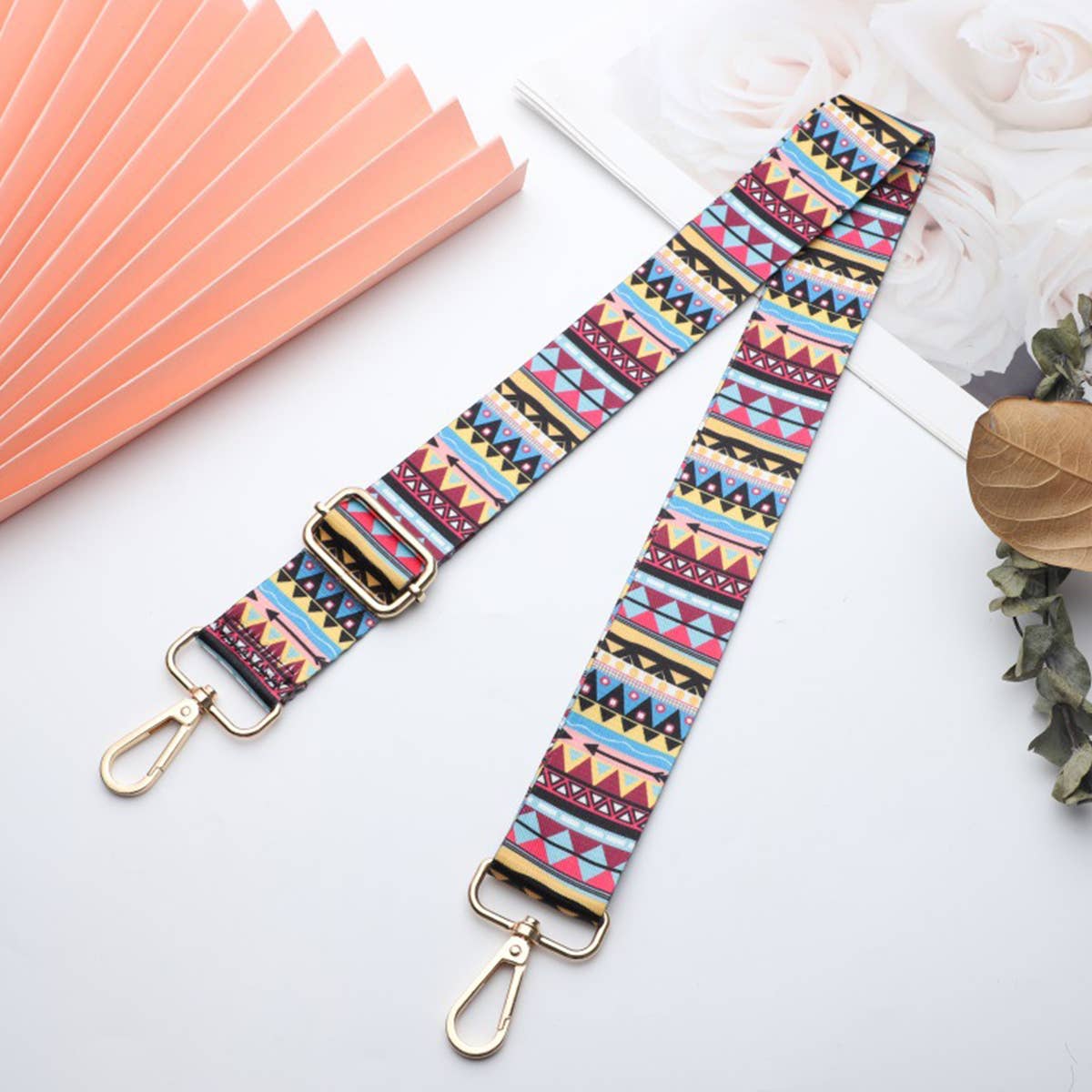 Women Color Geometric Stripes Adjustable Bag Strap_Cwmm0384