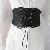 Women Lace And Leather Elastic Waist Belt_Cwabe0317