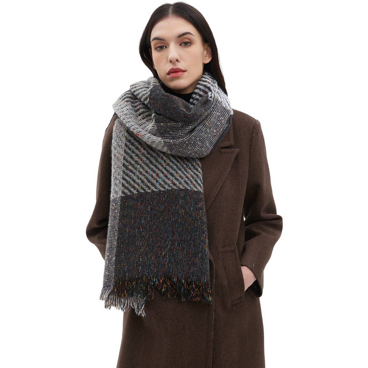 LARGE PLAID SCARF UNISEX WINTER WRAP SHAWL_CWASC0867