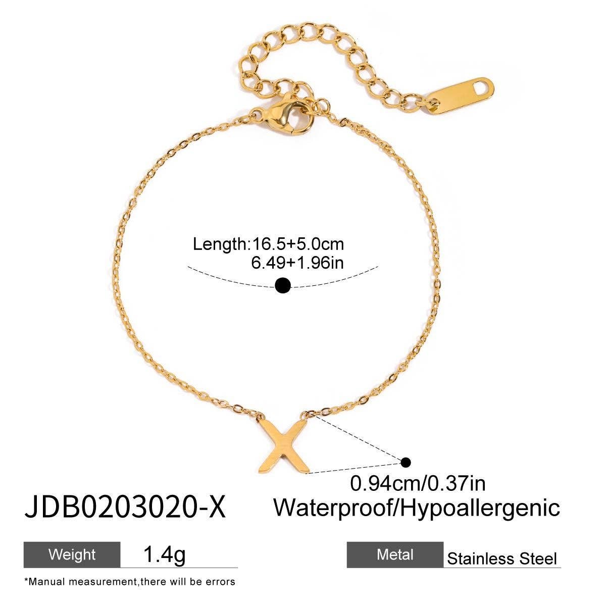 18K GOLD TITANIUM LETTER NECKLACE BRACELET SET_CWAJE4743