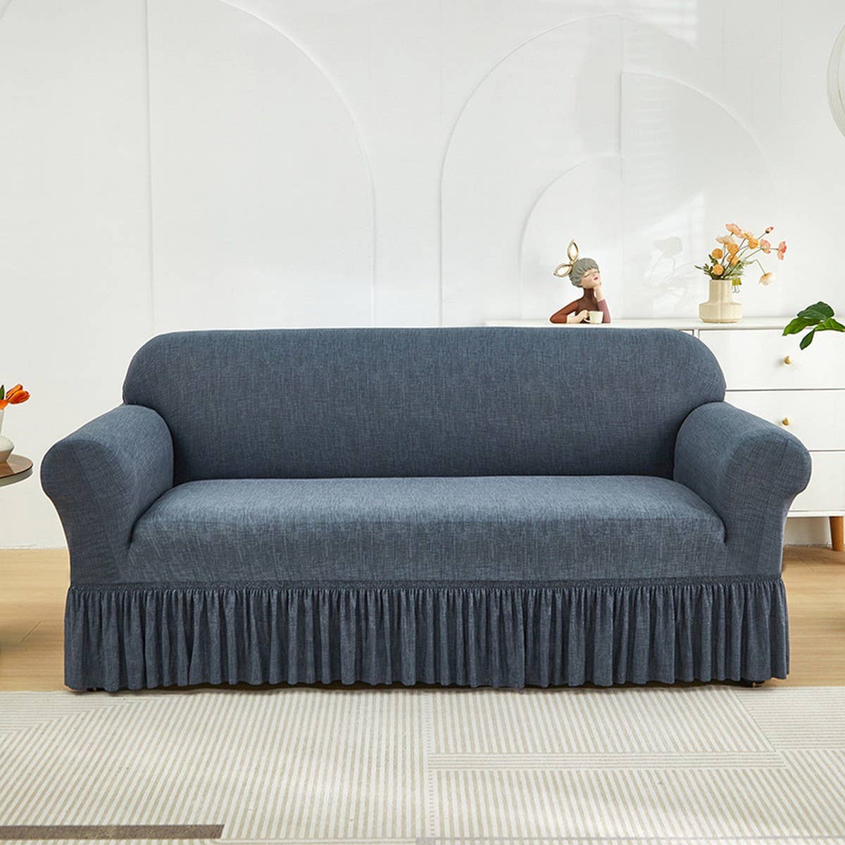 FLORAL SKIRTED SOFA COVER STRETCH FULL FIT_CWMM8323