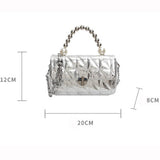 Laser Pearl Chain Diamond Single-Shoulder Bag