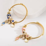 FASHIONABLE CAT HEART BEADED STEEL BRACELET_CWMM8585