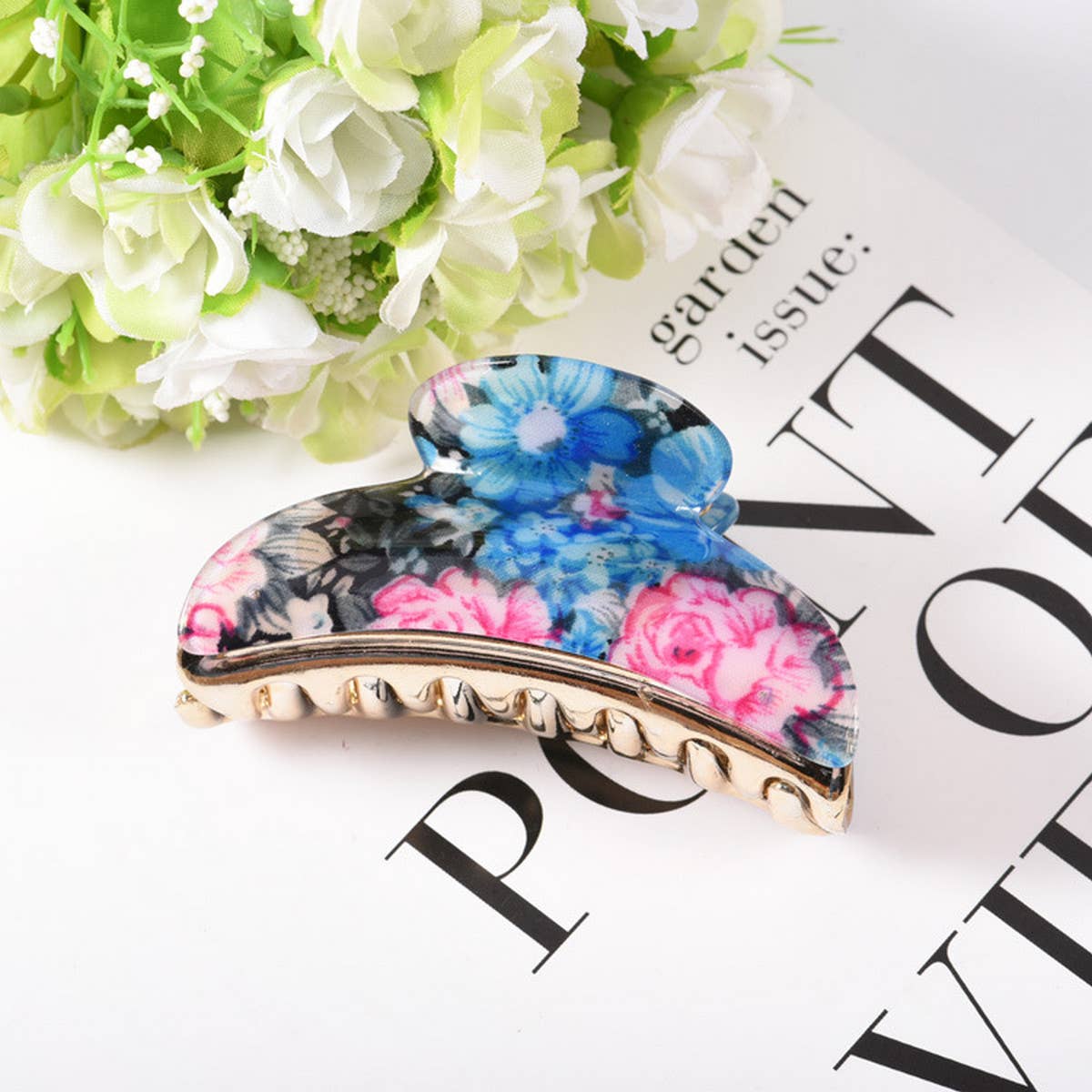 LARGE ACRYLIC FLOWER HAIR CLAW PONYTAIL CLIP_CWAHA0990