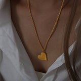 HEART TITANIUM STEEL PENDANT EARRINGS NECKLACE_CWAJE1093