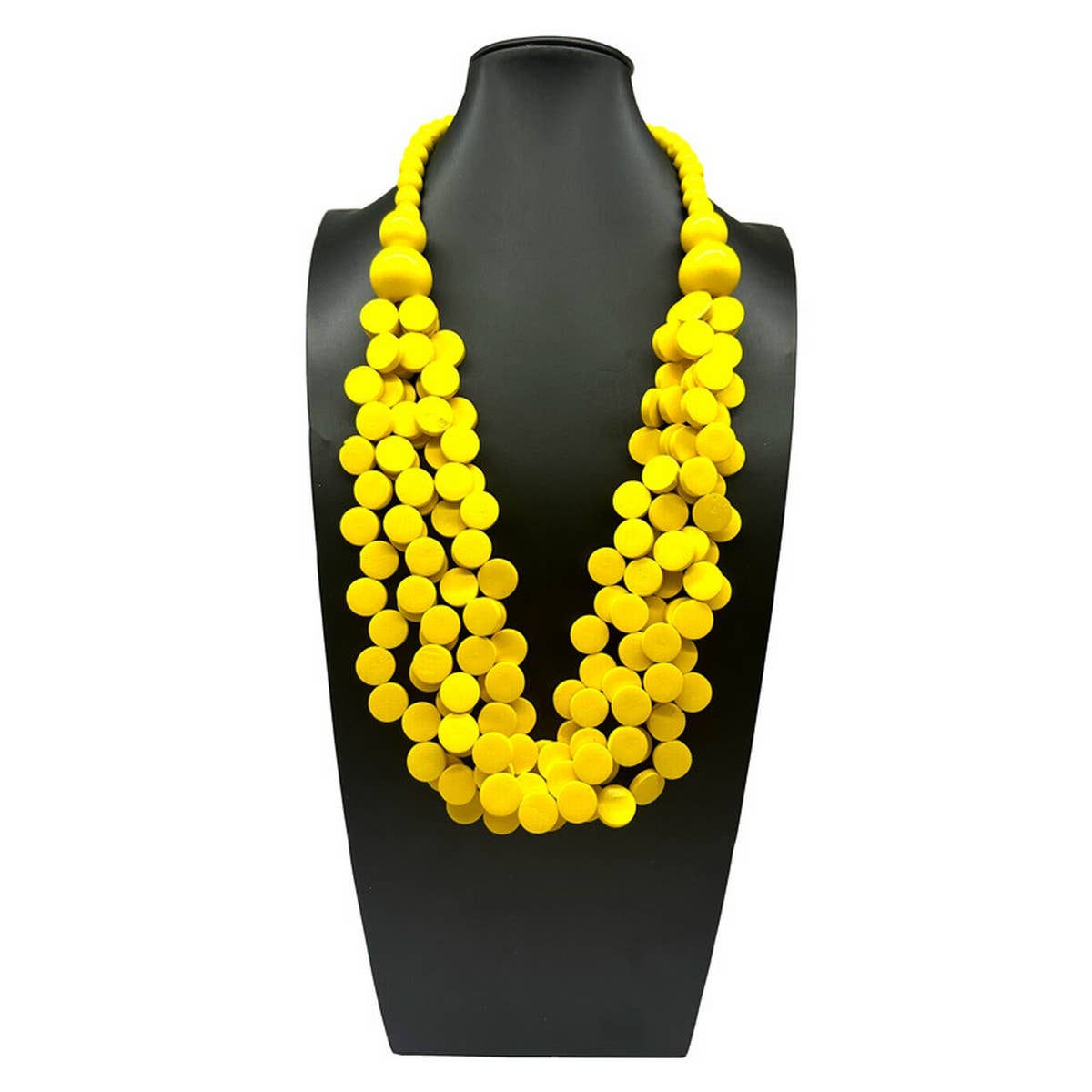 COLORFUL WOODEN BEADS MULTI LAYERED BEADED NECKLACE_CWMM4973