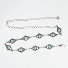 Vintage Pattern Turquoise Decor Waist Chain Belts_Cwabe0401