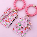 PRINTED CARD WALLET WITH BEADED BRACELET KEYCHAIN_CWAB4945