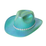 GLITTER WESTERN COWBOY HAT WITH RHINESTONE STRIP_CWAH3646