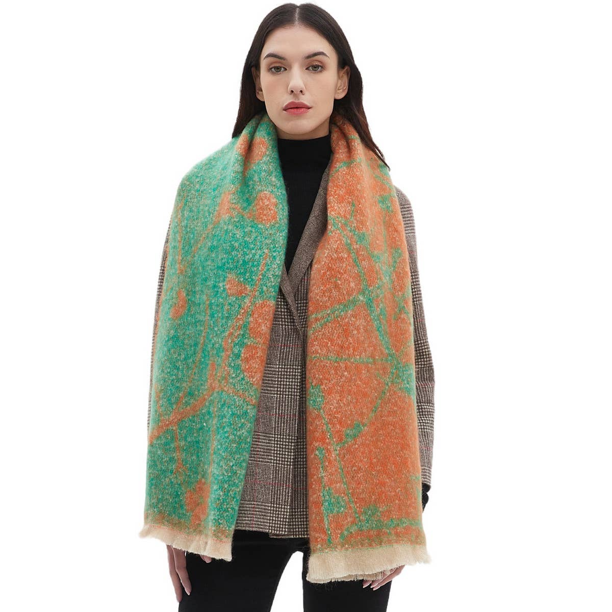 Womens Floral Jacquard Shawl Scarf_Cwasc0876