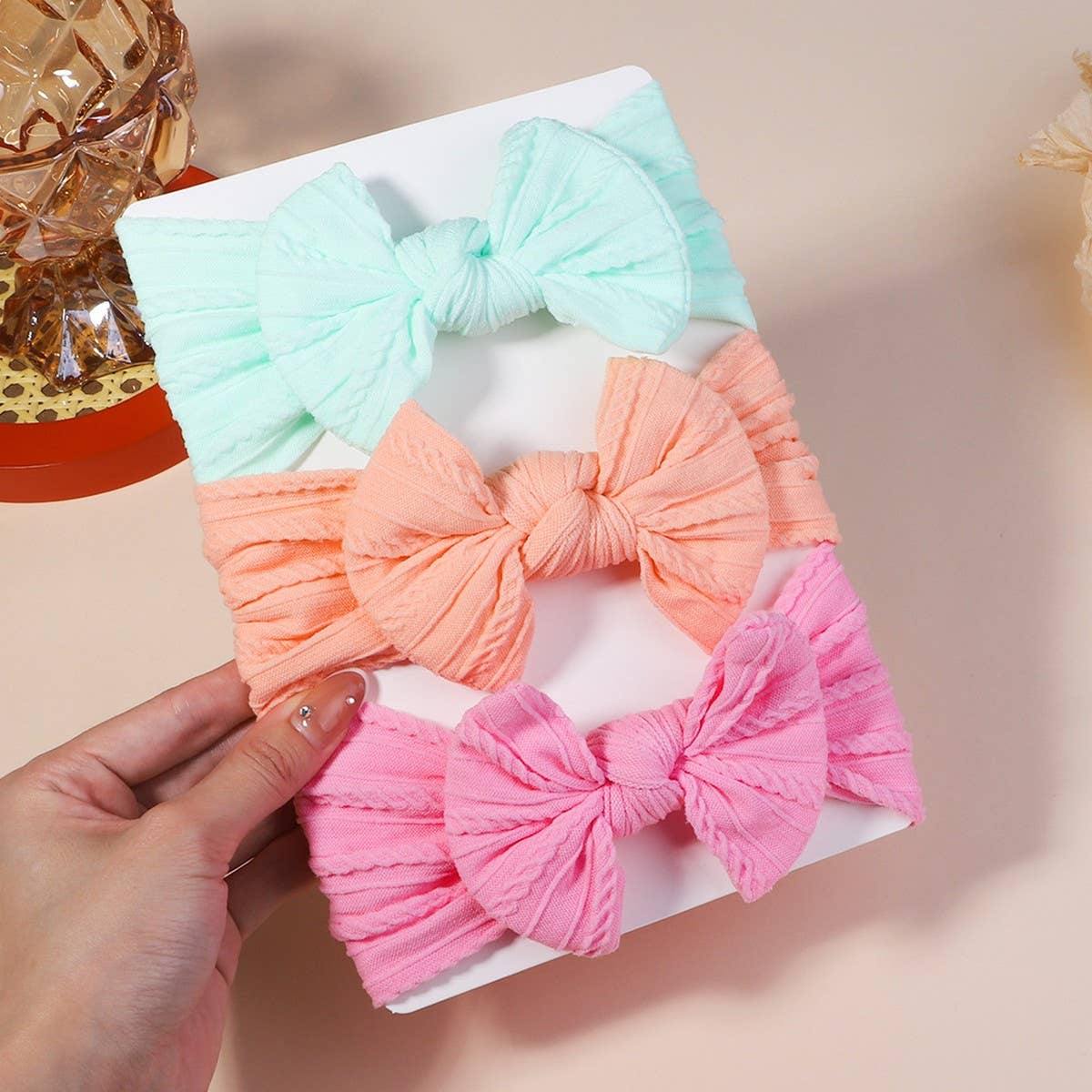 BABY HEADBAND SET WITH JACQUARD BOW_CWAHA6683