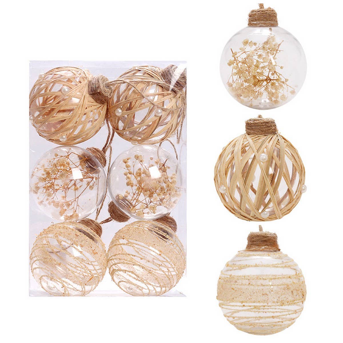 8CM PET CLEAR PLANT XMAS BALL ORNAMENT SET_CWMM9867