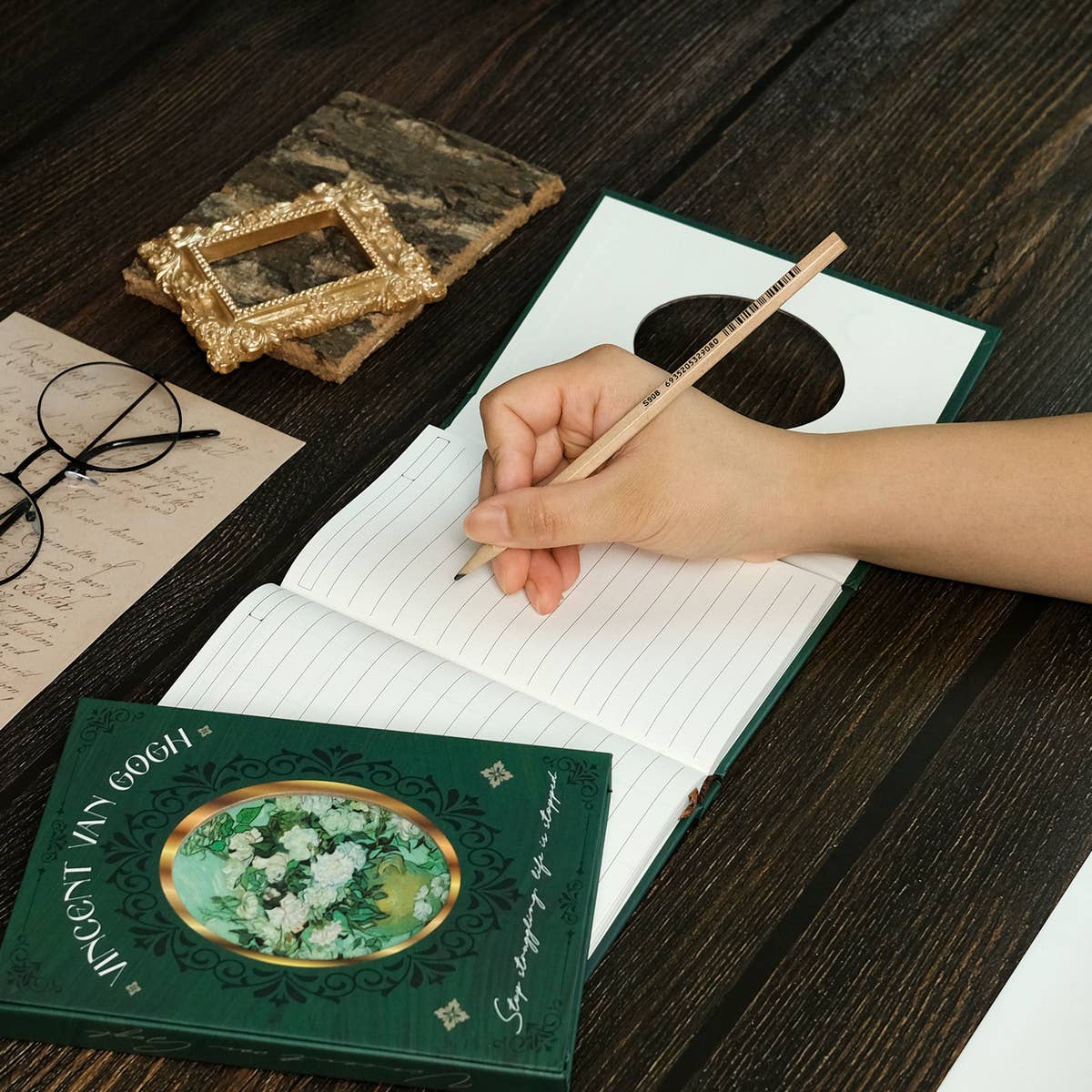 GREEN RETRO ROSE THICK NOTEBOOK_CWMM1861