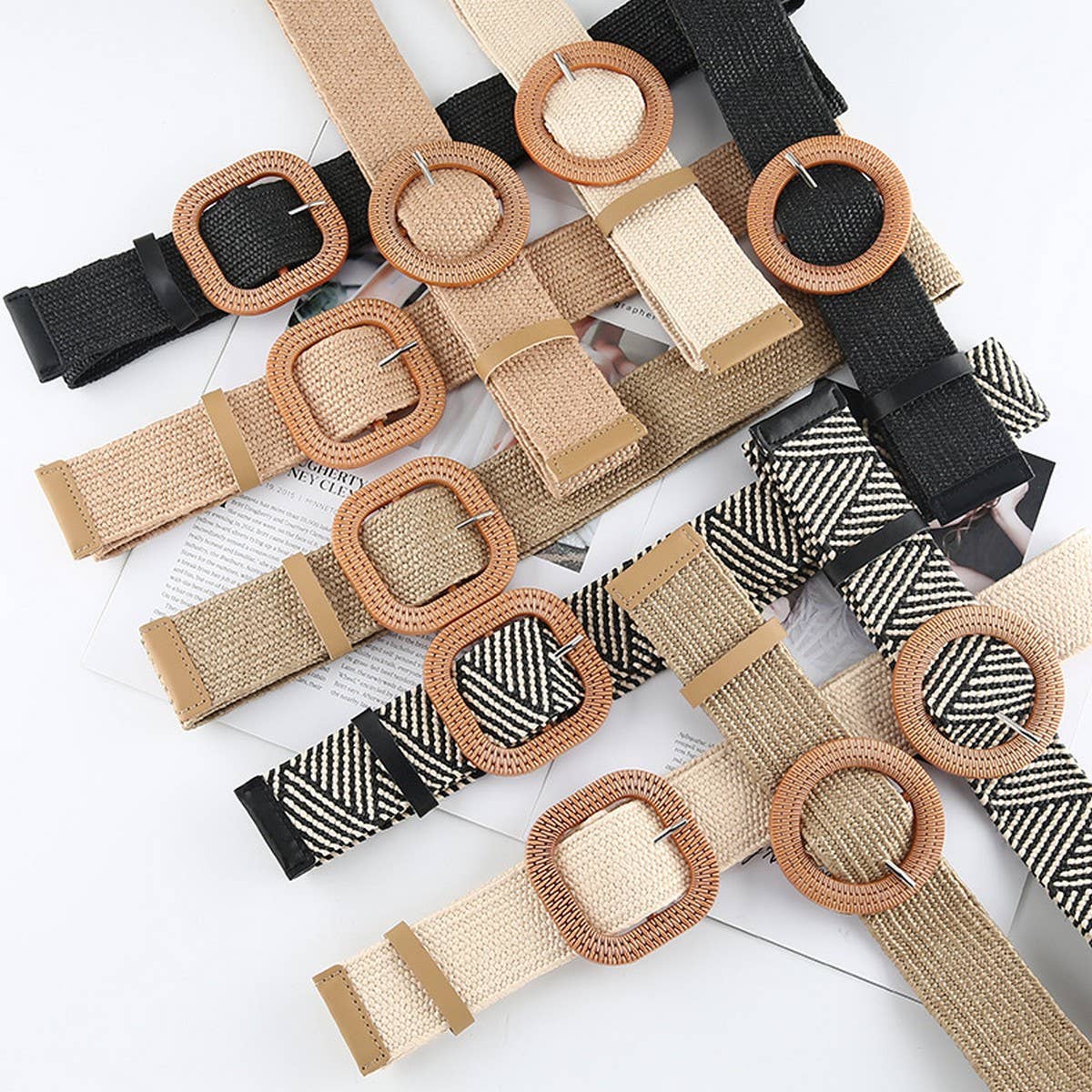 Cwabe0544_Vintage Braided Round Buckle Belts