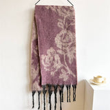 ROSE TASSEL SCARF COLORBLOCK LONG WINTER WRAP_CWASC0986