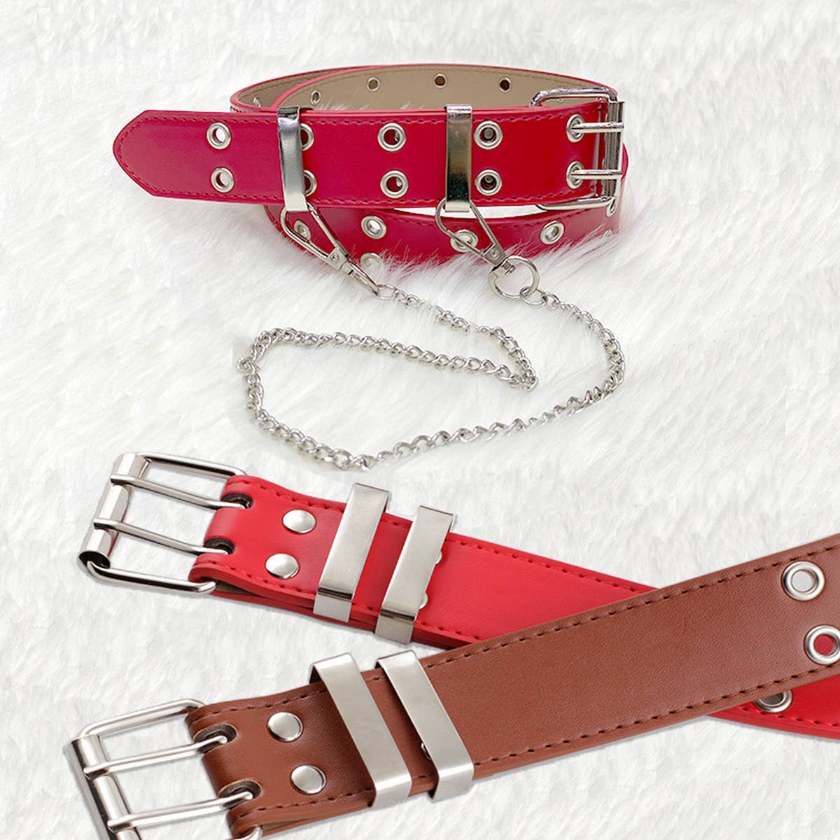 Cwabe0870_Fashionable Punk Belt With Chain